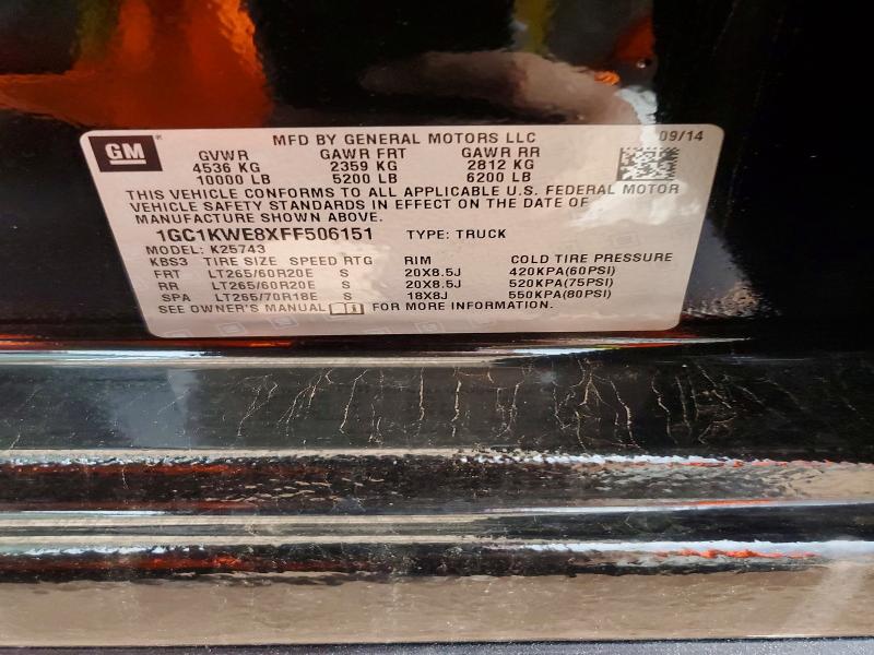 70818596 :رقم المزاد ، 1GC1KWE8XFF506151 vin ، 2015 Chevrolet Silverado مزاد بيع