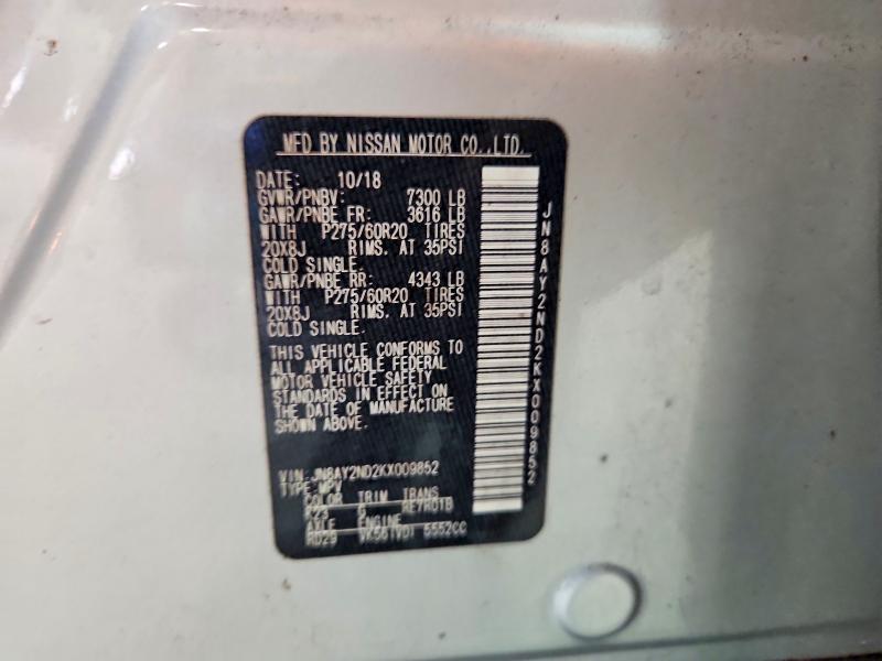 Продаж на аукціоні авто 2019 Nissan Armada, vin: JN8AY2ND2KX009852, номер лоту: 70171796