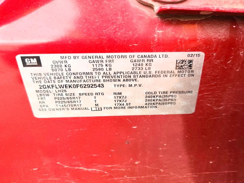 Продаж на аукціоні авто 2015 Gmc Terrain, vin: 2GKFLWEK0F6292543, номер лоту: 69958636