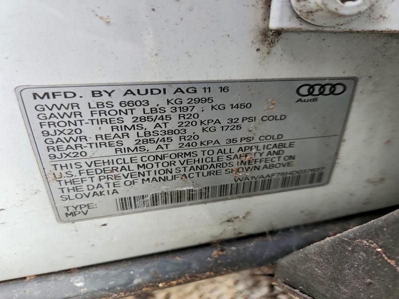 Продаж на аукціоні авто 2017 Audi Q7, vin: WA1VAAF75HD037637, номер лоту: 67247106