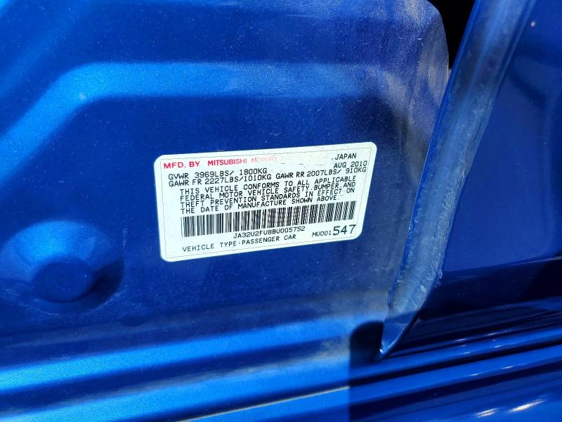 2011 Mitsubishi Lancer მანქანა იყიდება აუქციონზე, vin: JA32U2FU8BU005752, აუქციონის ნომერი: 68691586