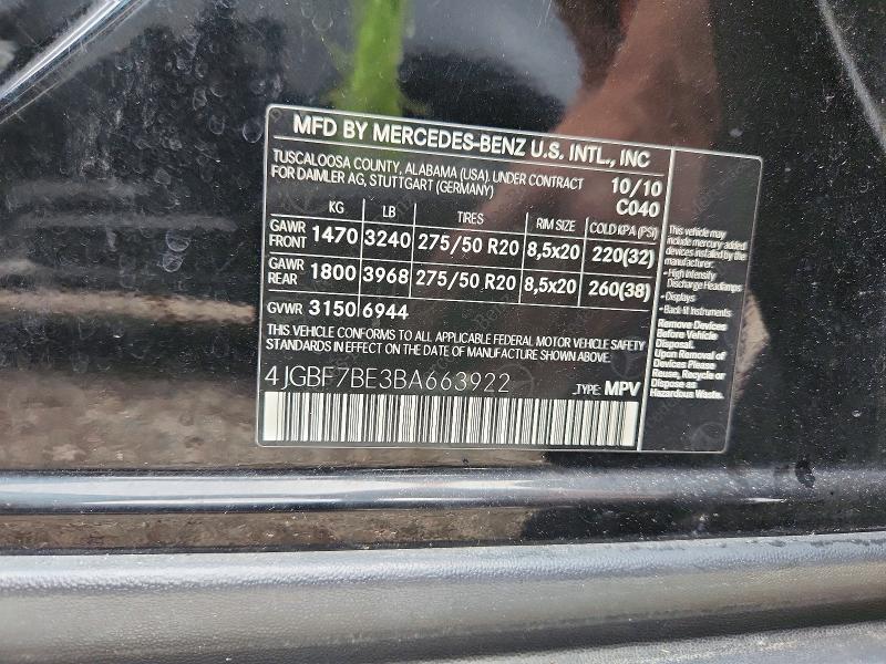 Продаж на аукціоні авто 2011 Mercedes-benz Gl, vin: 4JGBF7BE3BA663922, номер лоту: 69435656