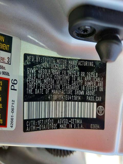 Aukcja sprzedaży 2014 Toyota Camry, vin: 4T1BF1FK1EU411814, numer aukcji: 69010666