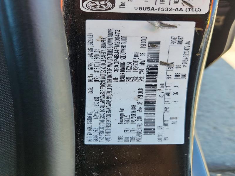 Auction sale of the 2015 Ford Fiesta, vin: 3FADP4BJ4FM205472, lot number: 69382316