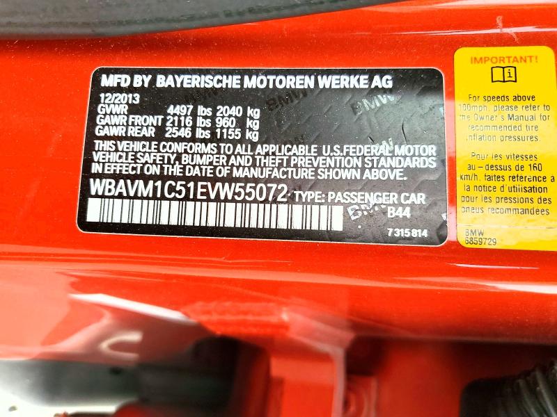 Продаж на аукціоні авто 2014 Bmw X1, vin: WBAVM1C51EVW55072, номер лоту: 69408796