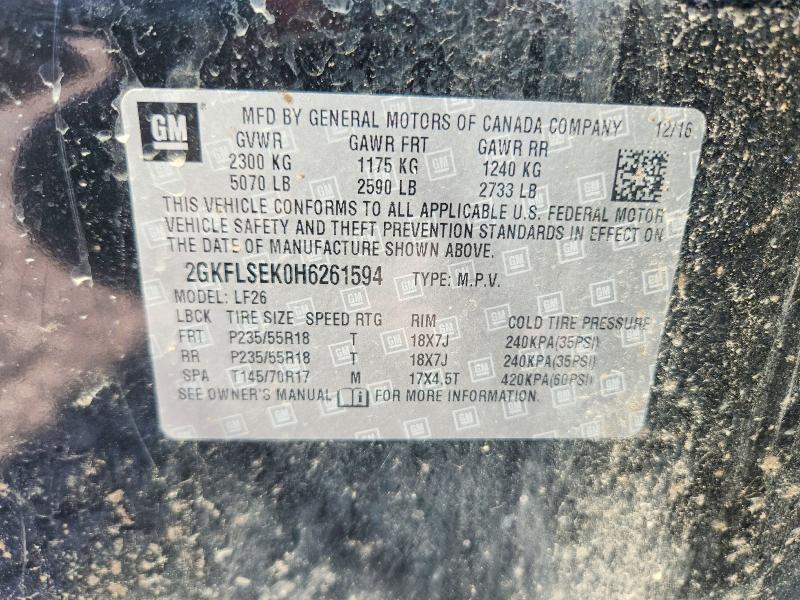 Aukcja sprzedaży 2017 Gmc Terrain, vin: 2GKFLSEK0H6261594, numer aukcji: 67070316
