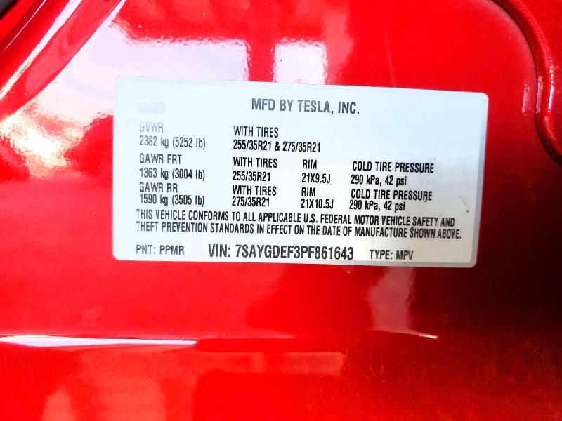 68307186 :رقم المزاد ، 7SAYGDEF3PF861643 vin ، 2023 Tesla Model Y مزاد بيع