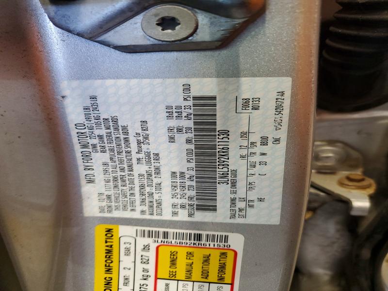 2019 Lincoln Mkz მანქანა იყიდება აუქციონზე, vin: 3LN6L5B92KR611530, აუქციონის ნომერი: 68495546