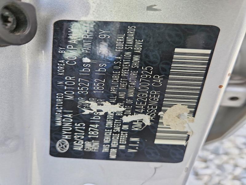 68585246 :رقم المزاد ، KMHCT4AE2GU007925 vin ، 2016 Hyundai Accent مزاد بيع