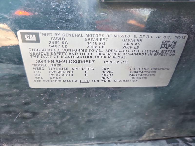2012 Cadillac Srx მანქანა იყიდება აუქციონზე, vin: 3GYFNAE30CS656307, აუქციონის ნომერი: 69019526