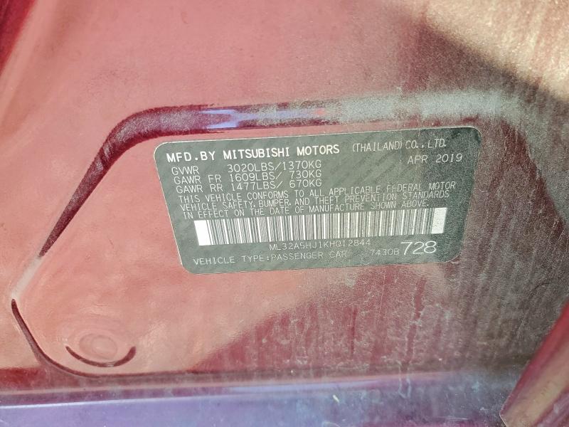 Продаж на аукціоні авто 2019 Mitsubishi Mirage, vin: ML32A5HJ1KH012844, номер лоту: 69997986