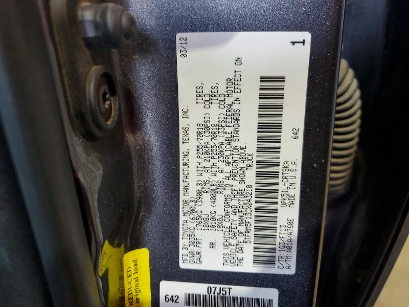 Продажа на аукционе авто 2012 Toyota Tundra, vin: 5TFRM5F13CX043218, номер лота: 69933586
