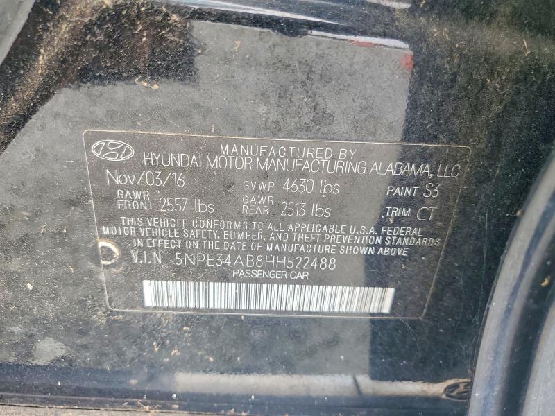Auction sale of the 2017 Hyundai Sonata, vin: 5NPE34AB8HH522488        , lot number: 68965836