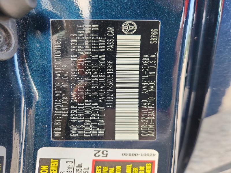 Продаж на аукціоні авто 2019 Toyota Camry Hybrid, vin: 4T1B21HK5KU518966, номер лоту: 68999236