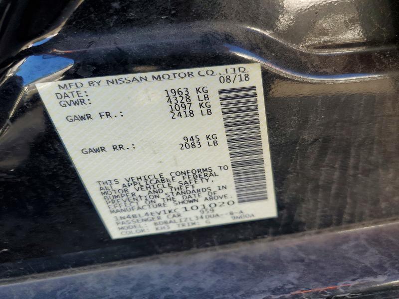 Aukcja sprzedaży 2019 Nissan Altima, vin: 1N4BL4EV1KC101020, numer aukcji: 68419576