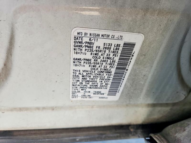 Aukcja sprzedaży 2011 Nissan Murano, vin: JN8AZ1MU5BW066108, numer aukcji: 68143566