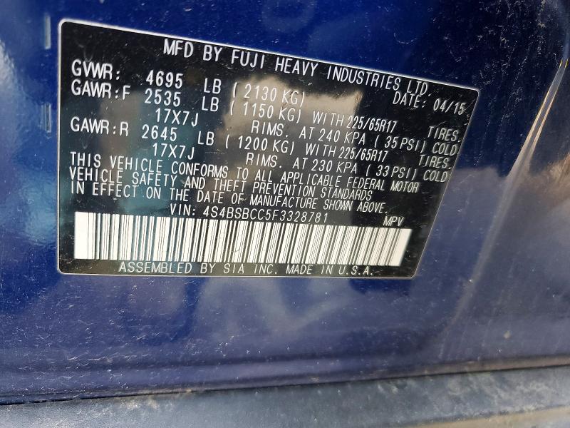 Продаж на аукціоні авто 2015 Subaru Outback, vin: 4S4BSBCC5F3328781, номер лоту: 69128686