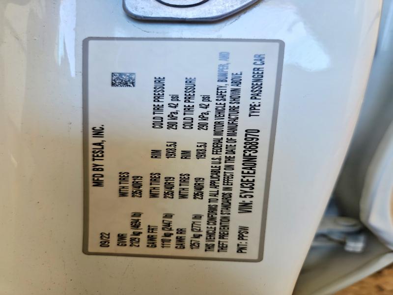 69047926 :رقم المزاد ، 5YJ3E1EA0NF368970 vin ، 2022 Tesla Model 3 مزاد بيع
