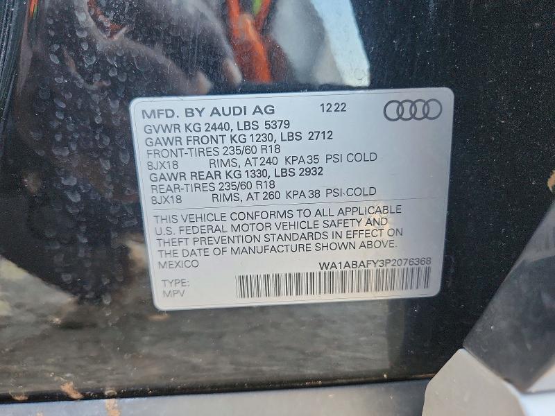 68657296 :رقم المزاد ، WA1ABAFY3P2076368 vin ، 2023 Audi Q5 مزاد بيع