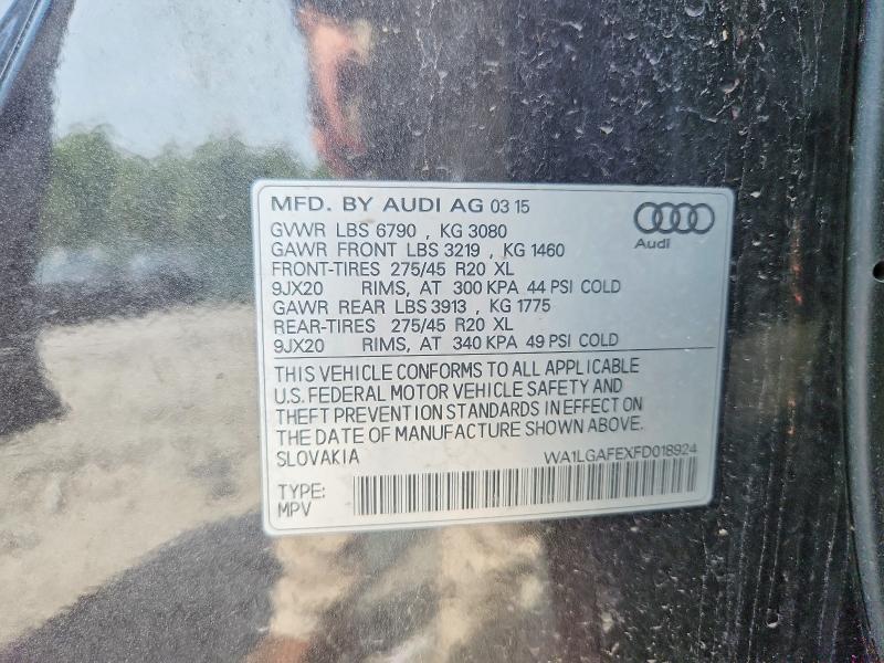 2015 Audi Q7 მანქანა იყიდება აუქციონზე, vin: WA1LGAFEXFD018924, აუქციონის ნომერი: 67689036