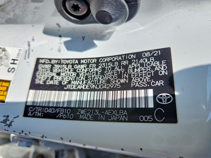 Продажа на аукционе авто 2022 Toyota Corolla, vin: JTDEAMDE9NJ042975, номер лота: 68872916
