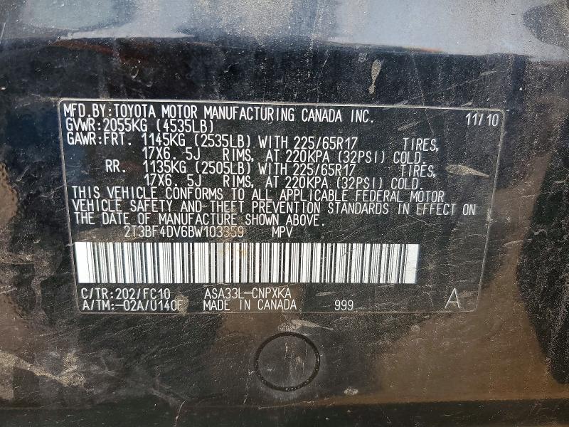 Aukcja sprzedaży 2011 Toyota Rav4, vin: 2T3BF4DV6BW103359, numer aukcji: 67879206