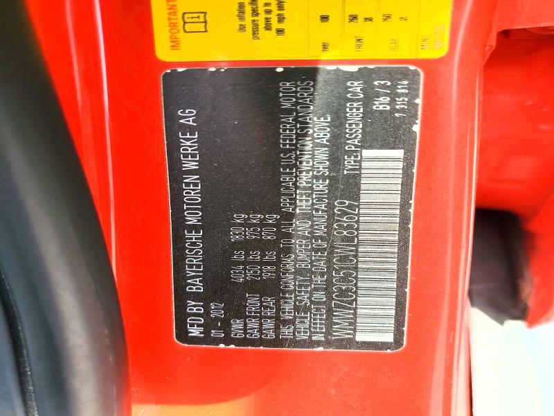 Продаж на аукціоні авто 2012 Mini Cooper, vin: WMWZC3C51CWL83629, номер лоту: 69802996