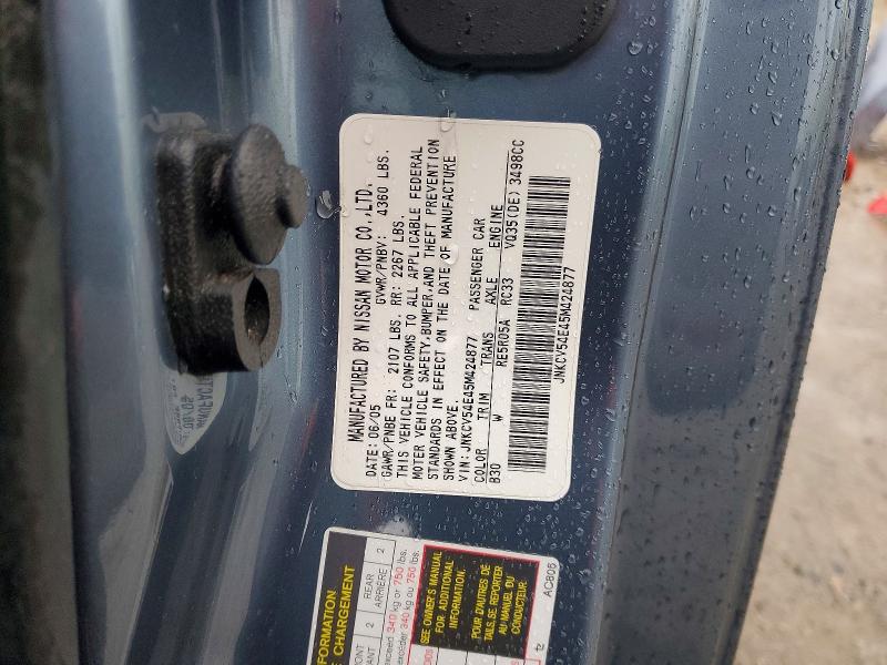Aukcja sprzedaży 2005 Infiniti G35, vin: JNKCV54E45M424877, numer aukcji: 67671636