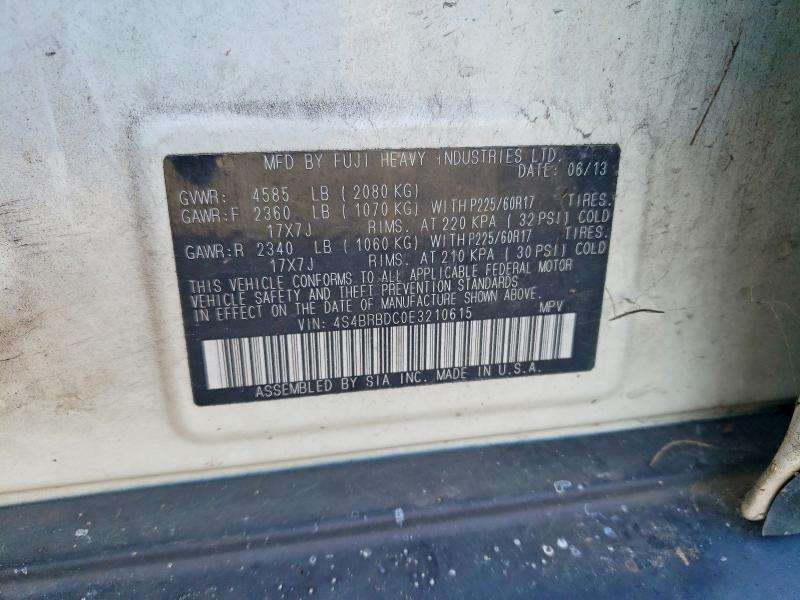 68781256 :رقم المزاد ، 4S4BRBDC0E3210615 vin ، 2014 Subaru Outback مزاد بيع