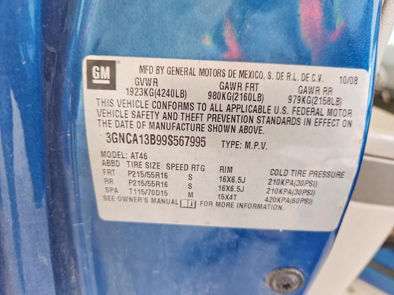 Aukcja sprzedaży 2009 Chevrolet Hhr, vin: 3GNCA13B99S567995, numer aukcji: 68963196