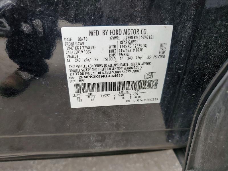Aukcja sprzedaży 2019 Ford Edge, vin: 2FMPK3K99KBC64613, numer aukcji: 68401486