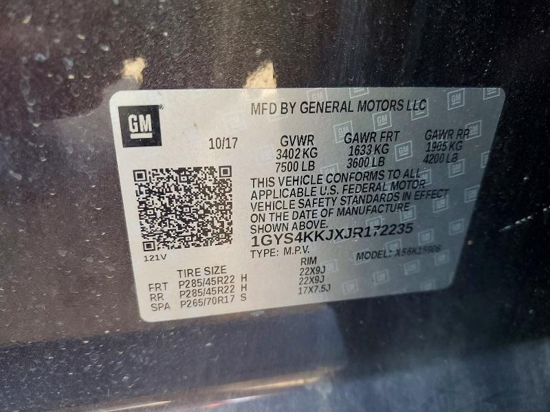 Продаж на аукціоні авто 2018 Cadillac Escalade, vin: 1GYS4KKJXJR172235, номер лоту: 70744216