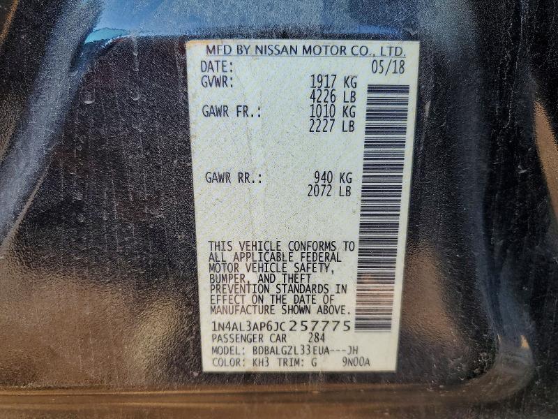 2018 Nissan Altima მანქანა იყიდება აუქციონზე, vin: 1N4AL3AP6JC257775, აუქციონის ნომერი: 69749366