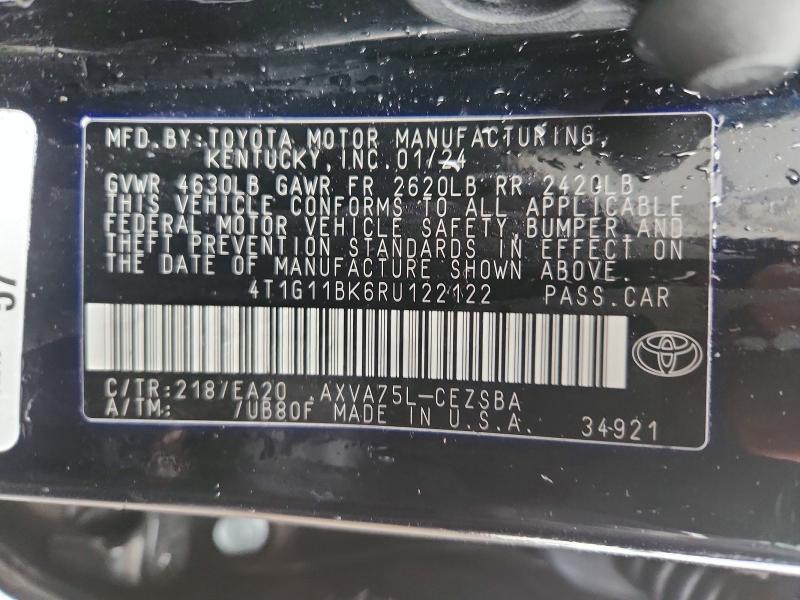 67204696 :رقم المزاد ، 4T1G11BK6RU122122 vin ، 2024 Toyota Camry مزاد بيع