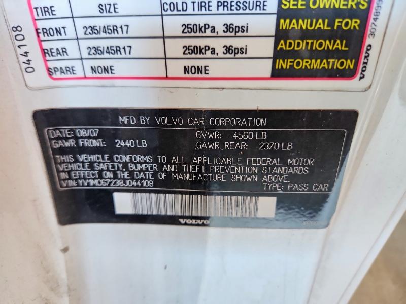 69544396 :رقم المزاد ، YV1MC67238J044108 vin ، 2008 Volvo C70 مزاد بيع