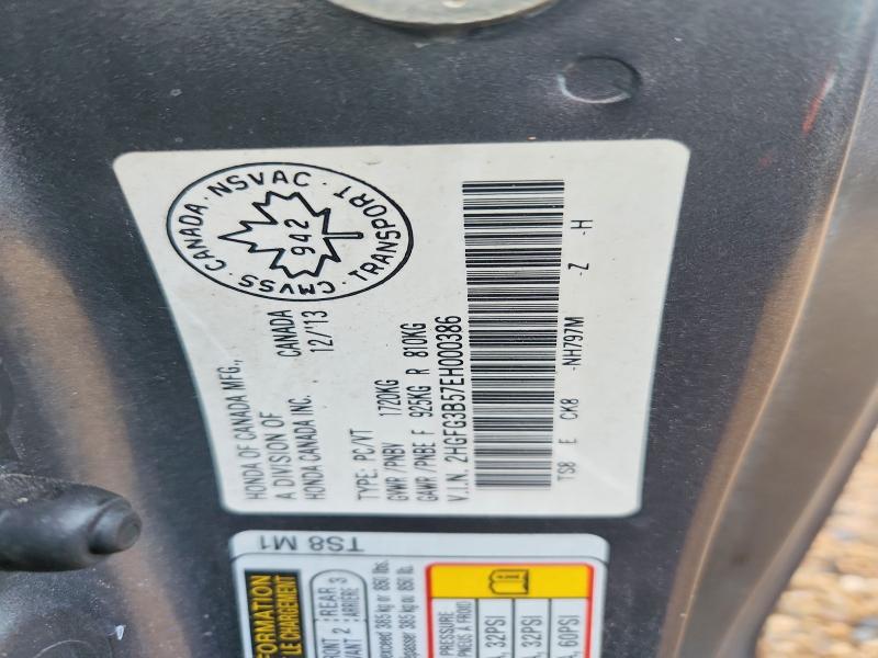 Aukcja sprzedaży 2014 Honda Civic, vin: 2HGFG3B57EH000386, numer aukcji: 68968136