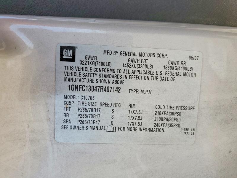 68774496 :رقم المزاد ، 1GNFC13047R407142 vin ، 2007 Chevrolet Tahoe مزاد بيع