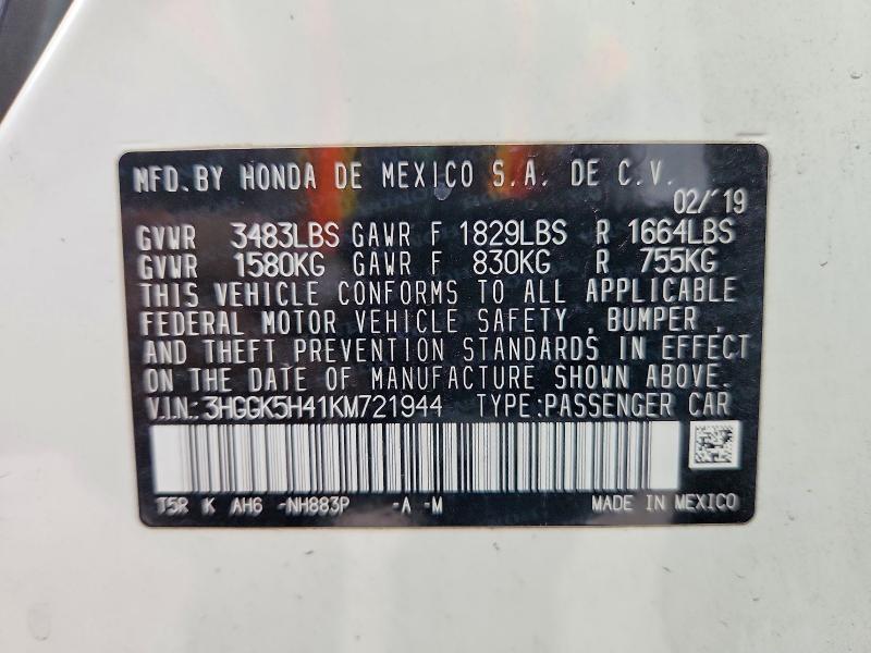 Продаж на аукціоні авто 2019 Honda Fit, vin: 3HGGK5H41KM721944, номер лоту: 68028096