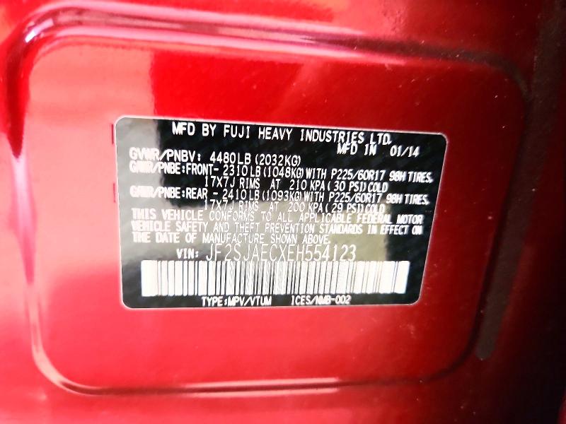 2014 Subaru Forester მანქანა იყიდება აუქციონზე, vin: JF2SJAECXEH554123, აუქციონის ნომერი: 69772276