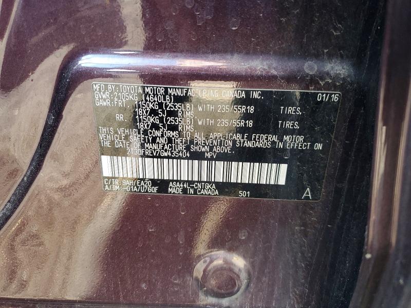 Продаж на аукціоні авто 2016 Toyota Rav4, vin: 2T3DFREV7GW435404, номер лоту: 69018316