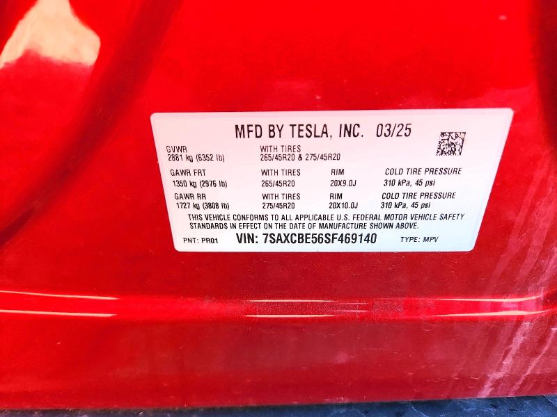 Продажа на аукционе авто 2025 Tesla Model X, vin: 7SAXCBE56SF469140, номер лота: 68197676