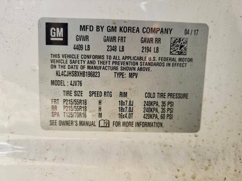Продажа на аукционе авто 2017 Buick Encore, vin: KL4CJHSBXHB196823, номер лота: 68277936