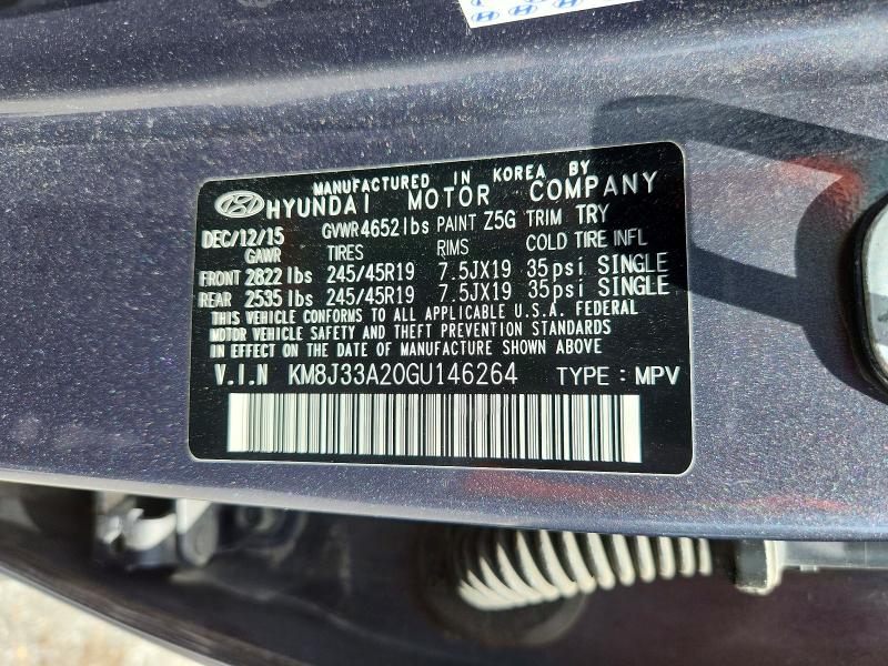 Продажа на аукционе авто 2016 Hyundai Tucson, vin: KM8J33A20GU146264, номер лота: 67508196