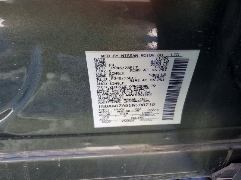 68723276 :رقم المزاد ، 1N6AA07A55N508715 vin ، 2005 Nissan Titan مزاد بيع