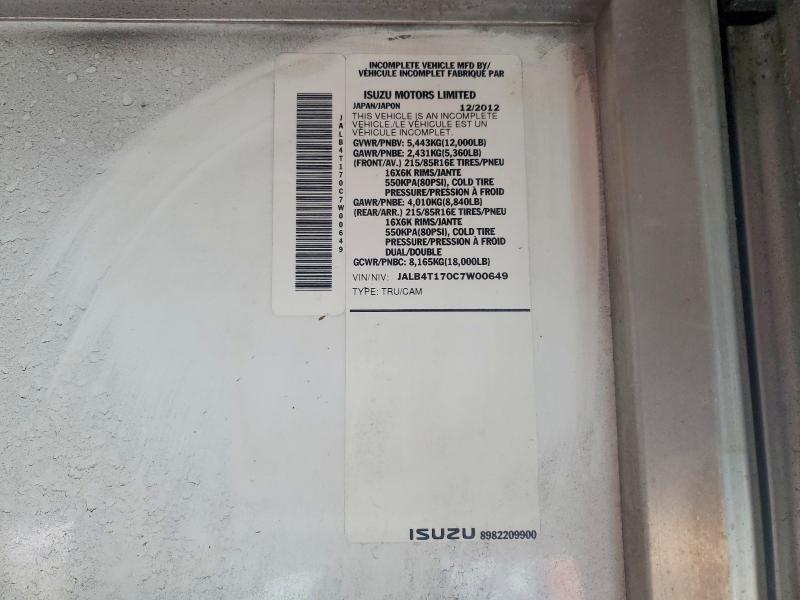 2012 Isuzu Npr მანქანა იყიდება აუქციონზე, vin: JALB4T170C7W00649, აუქციონის ნომერი: 70726336