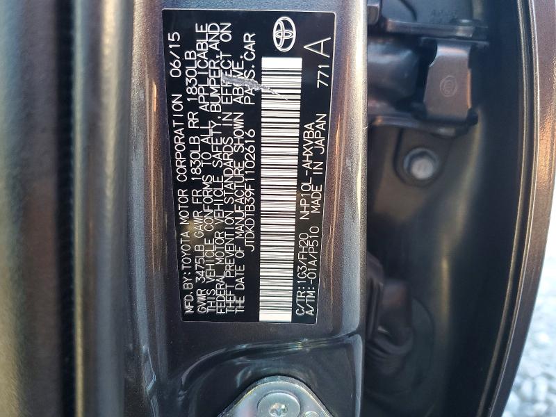 Продаж на аукціоні авто 2015 Toyota Prius C, vin: JTDKDTB39F1102616, номер лоту: 69879686