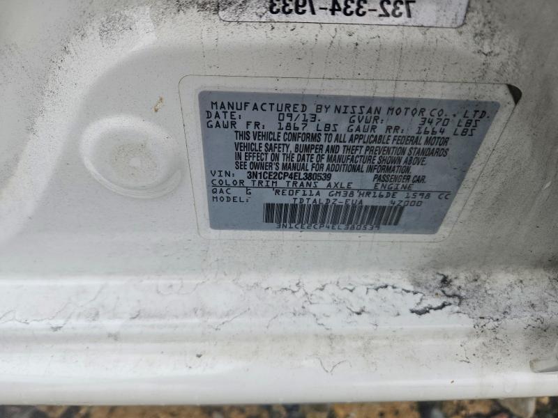2014 Nissan Versa Note მანქანა იყიდება აუქციონზე, vin: 3N1CE2CP4EL380539, აუქციონის ნომერი: 70520096
