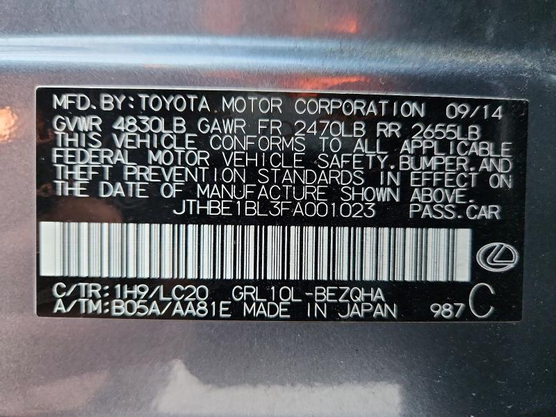 Продажа на аукционе авто 2015 Lexus Gs, vin: JTHBE1BL3FA001023, номер лота: 68659486