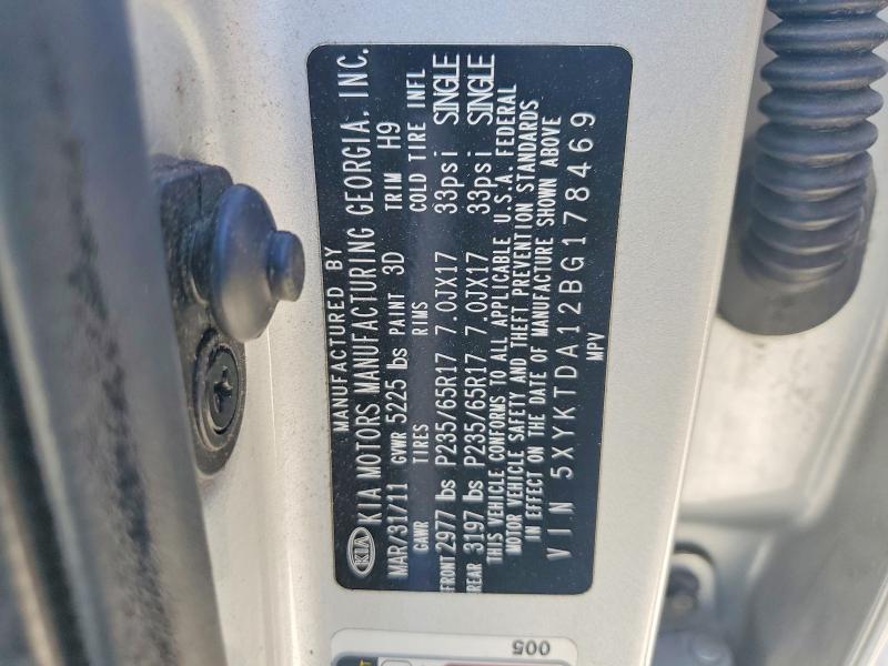 Продажа на аукционе авто 2011 Kia Sorento, vin: 5XYKTDA12BG178469, номер лота: 70500856
