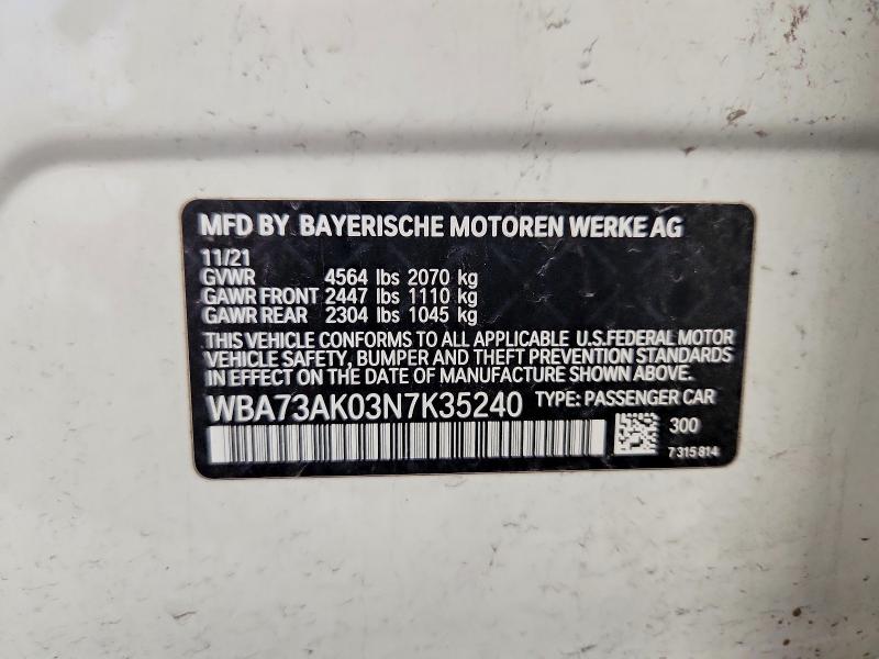 Aukcja sprzedaży 2022 Bmw 228xi, vin: WBA73AK03N7K35240, numer aukcji: 70849766